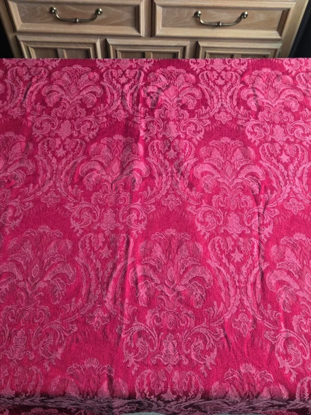 Red Tablecloth + 8 Dinner Napkins - Damask Cloth TC= 96x55 Rectangle